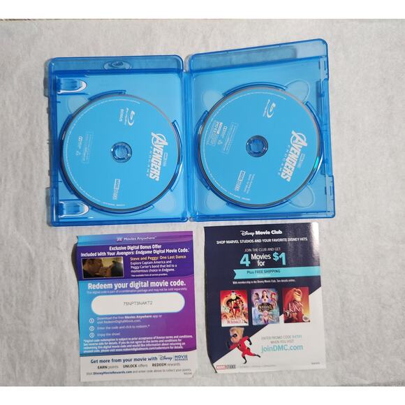 Marvel Avengers 2012 & Endgame 2019 Blu-Ray Movies With Bonus Disc Pre-owned - Picture 7 of 8